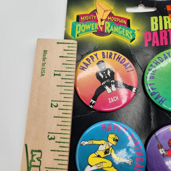 Mighty Morphin Power Rangers 1994 Birthday Party Pack 6 Button Pins 2.25 inches - Picture 6 of 6